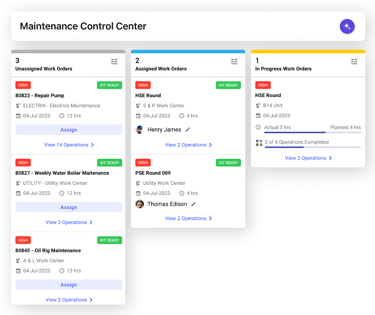 2a - MAINTENANCE INSIGHTS - Maintenance Kanban - Control Center - 20250325 (1)